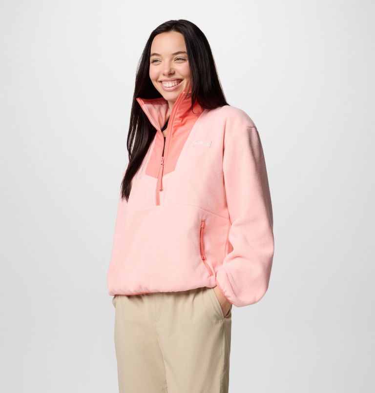 Women's Sequoia Grove Half Zip Fleece, Color: Pink Sand, Alpenglow, image 5