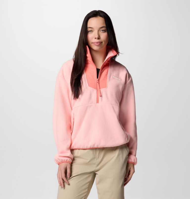 Women's Sequoia Grove Half Zip Fleece, Color: Pink Sand, Alpenglow, image 1