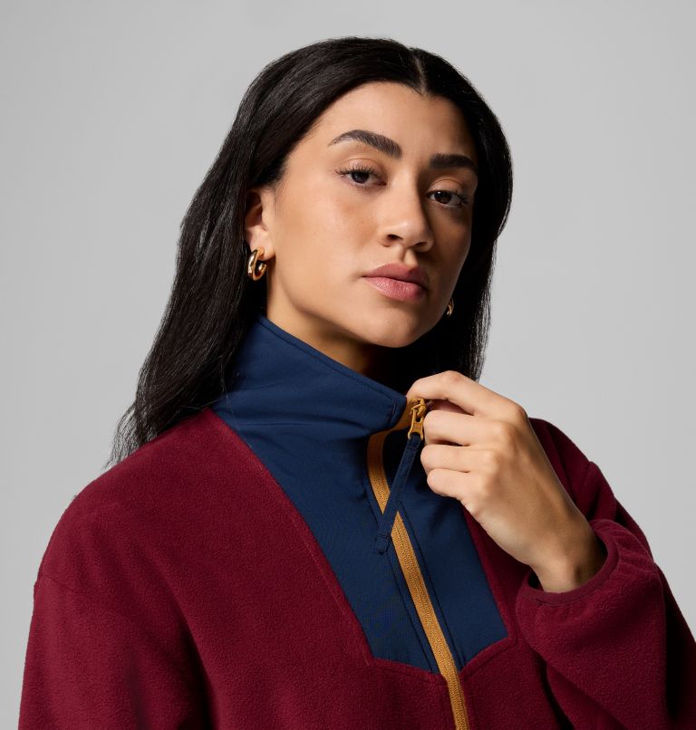 Women's Sequoia Grove Half Zip Fleece, Color: Rich Wine, Collegiate Navy, Maple Sugar, image 5