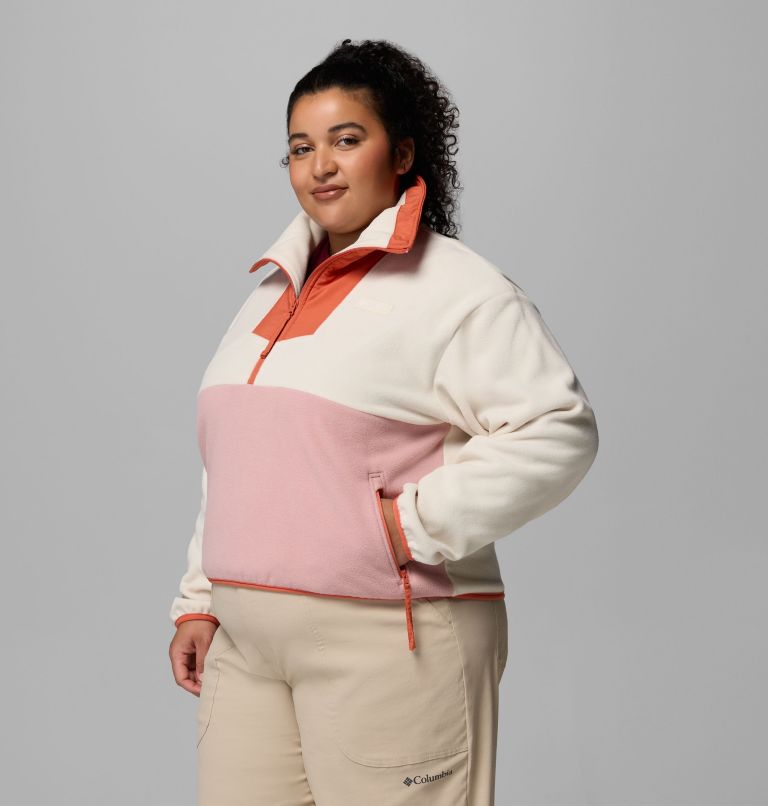 Women's Sequoia Grove Half Zip Fleece - Plus Size, Color: Chalk, Eraser Pink, Tuscan, image 4