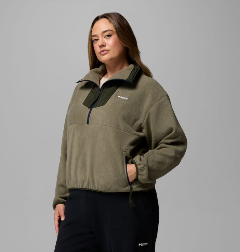 Women's Sequoia Grove Half Zip Fleece - Plus Size, Color: Stone Green, Greenscape, Coll Navy, image 4