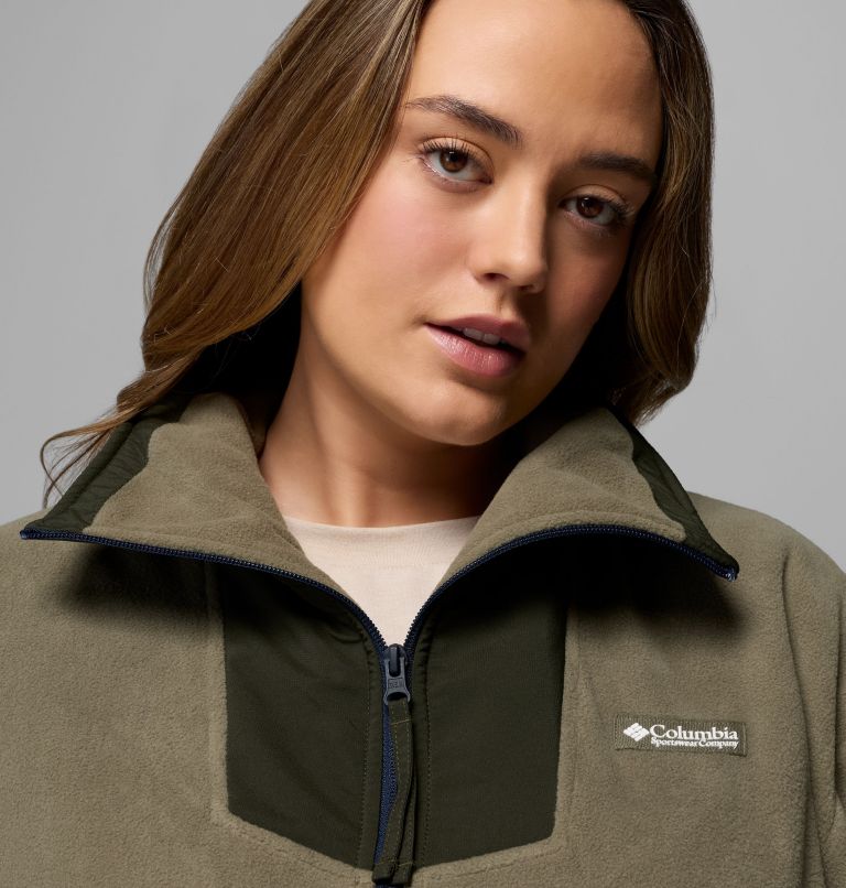Women's Sequoia Grove Half Zip Fleece - Plus Size, Color: Stone Green, Greenscape, Coll Navy, image 5