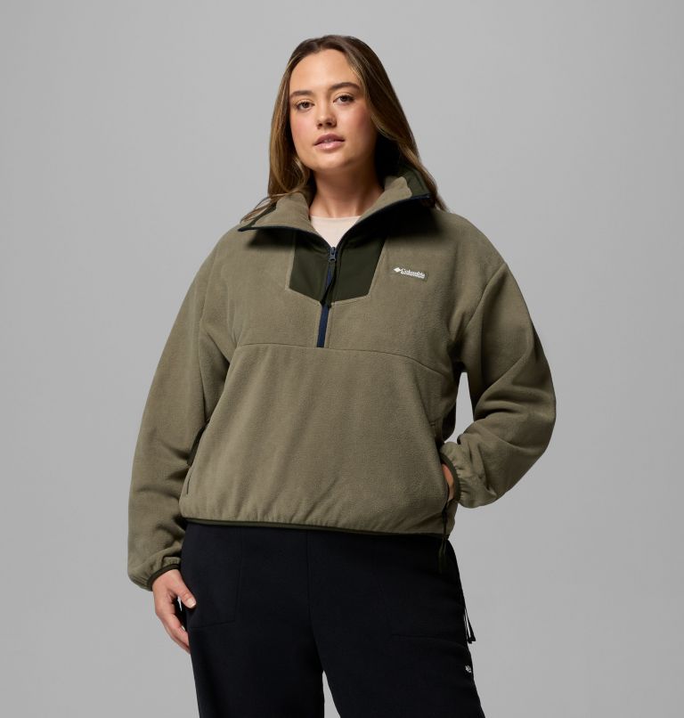 Women's Sequoia Grove Half Zip Fleece - Plus Size, Color: Stone Green, Greenscape, Coll Navy, image 1