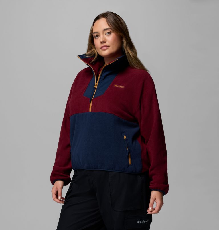 Women's Sequoia Grove Half Zip Fleece - Plus Size, Color: Rich Wine, Collegiate Navy, Maple Sugar, image 4