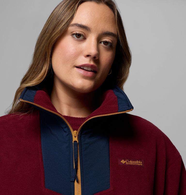 Women's Sequoia Grove Half Zip Fleece - Plus Size, Color: Rich Wine, Collegiate Navy, Maple Sugar, image 5