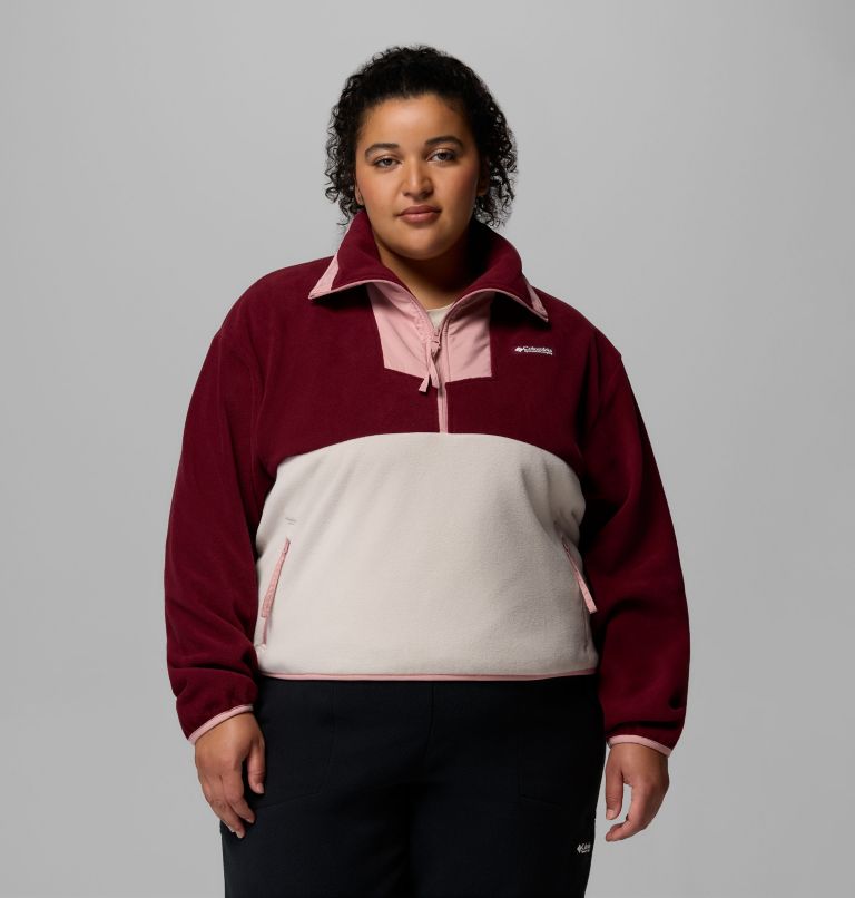 Women's Sequoia Grove Half Zip Fleece - Plus Size, Color: Rich Wine, Dark Stone, Eraser Pink, image 1