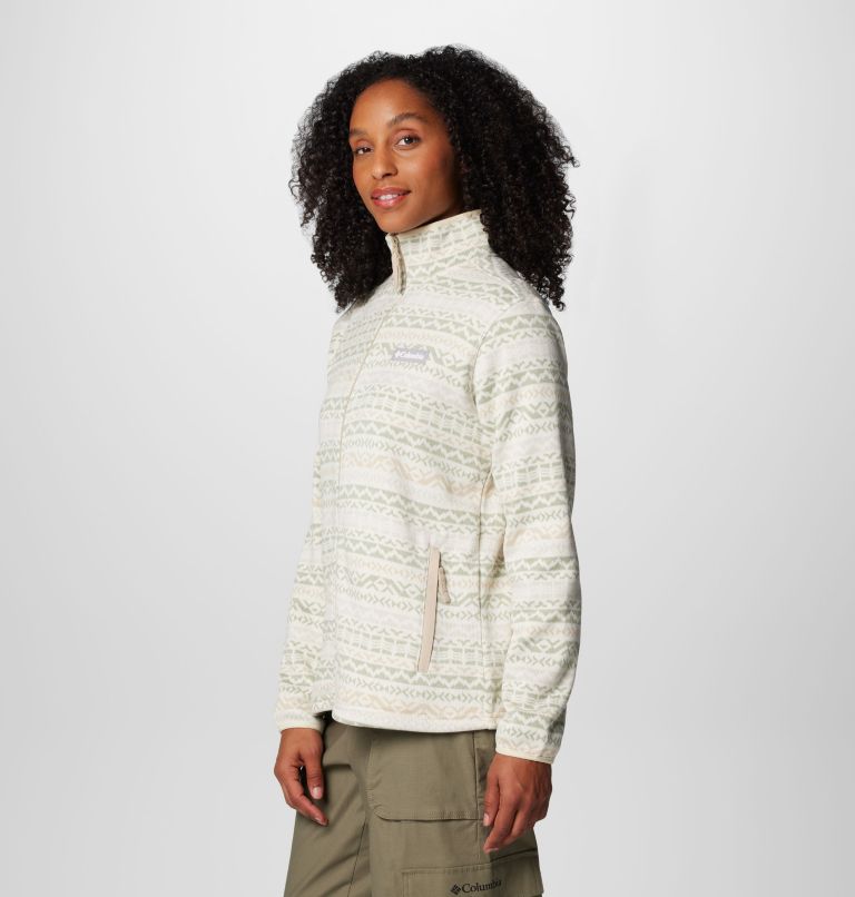 Women's Sweater Weather Printed Full Zip Jacket, Color: Ancient Fossil Madras, image 4
