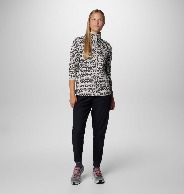 Women's Sweater Weather Printed Full Zip Jacket, Color: Dark Stone Madras Tonal, image 3