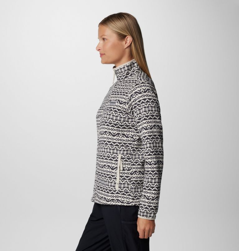 Women's Sweater Weather Printed Full Zip Jacket, Color: Dark Stone Madras Tonal, image 4
