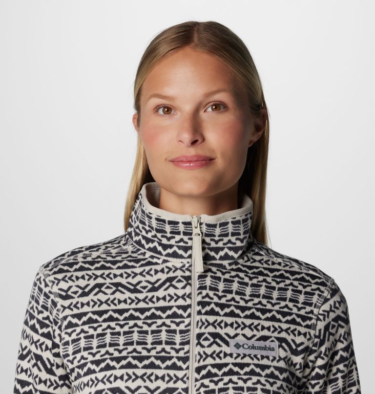 Women's Sweater Weather Printed Full Zip Jacket, Color: Dark Stone Madras Tonal, image 5