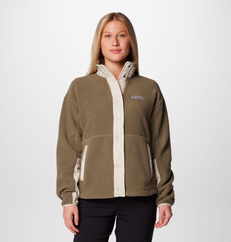 Women's Cloud Point Snap Fleece Jacket, Color: Dark Stone, Stone Green, image 1