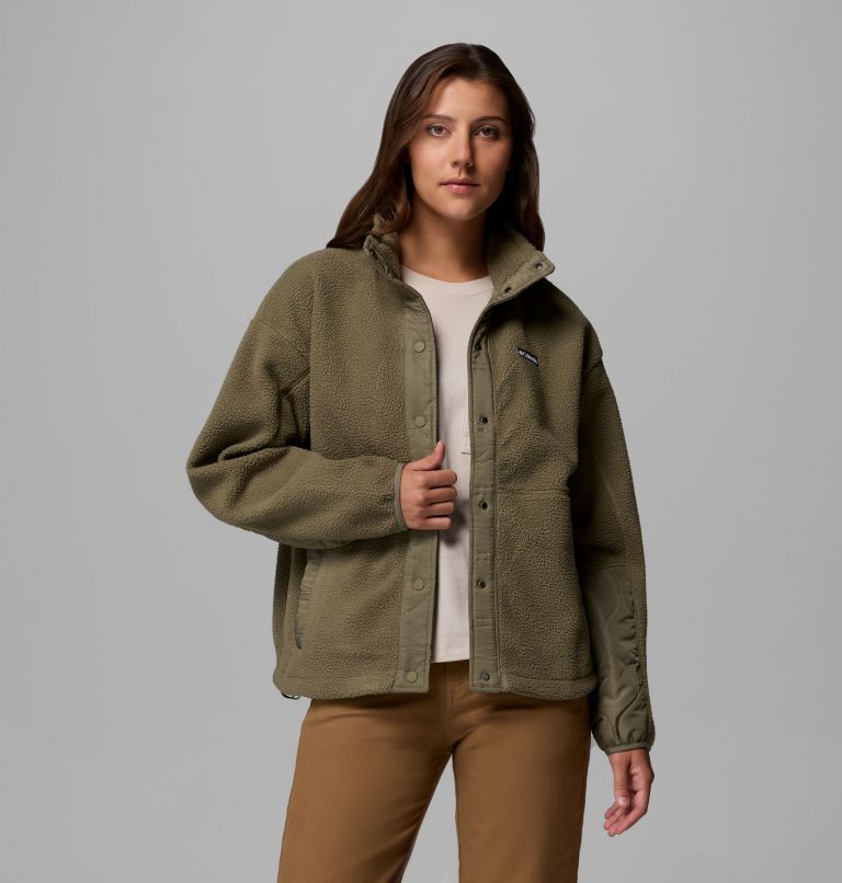 Women's Cloud Point Snap Fleece Jacket, Color: Stone Green, image 5