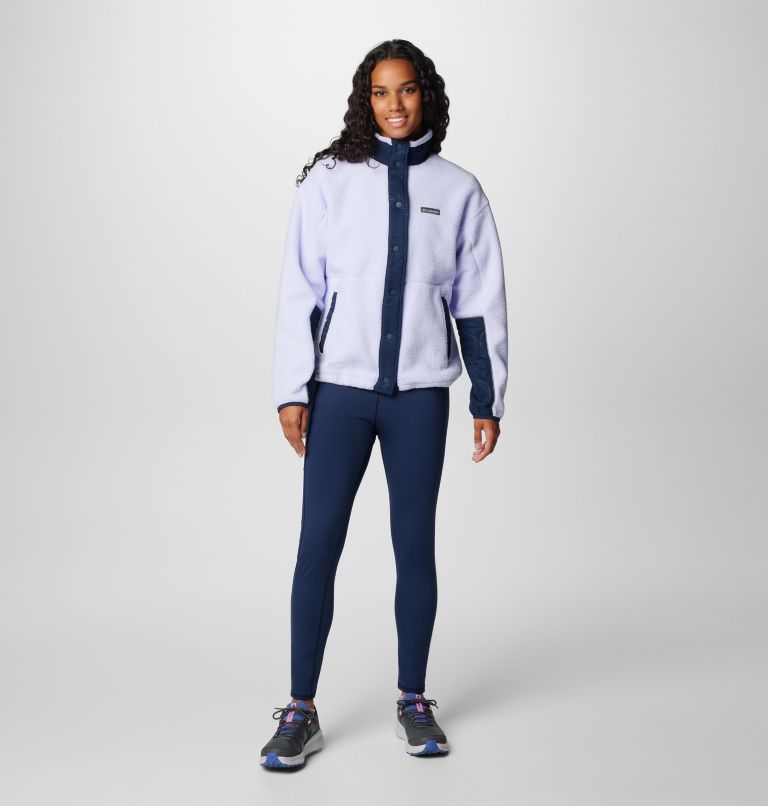 Women's Cloud Point Snap Fleece Jacket, Color: Collegiate Navy, Snowdrift, image 3