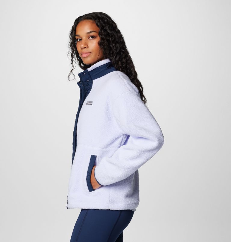 Women's Cloud Point Snap Fleece Jacket, Color: Collegiate Navy, Snowdrift, image 4