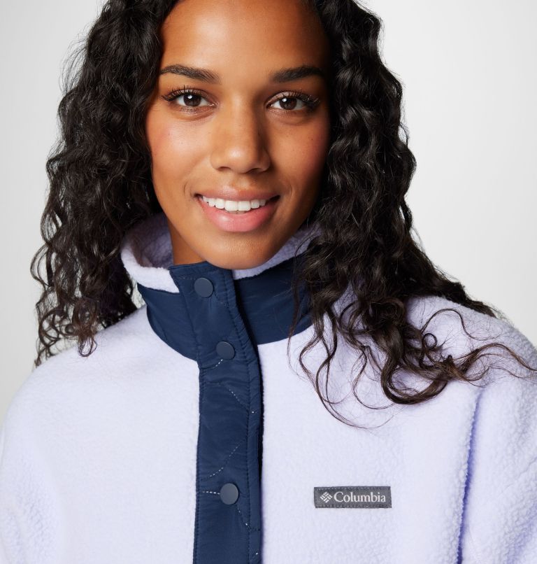 Women's Cloud Point Snap Fleece Jacket, Color: Collegiate Navy, Snowdrift, image 5
