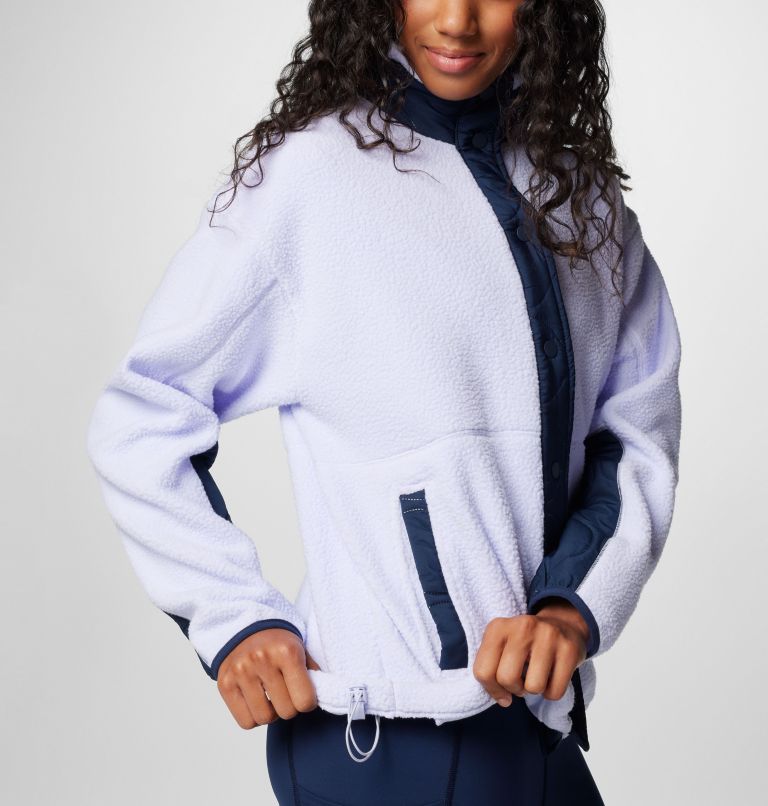 Women's Cloud Point Snap Fleece Jacket, Color: Collegiate Navy, Snowdrift, image 6