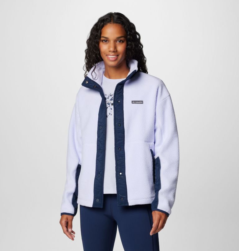 Women's Cloud Point Snap Fleece Jacket, Color: Collegiate Navy, Snowdrift, image 1