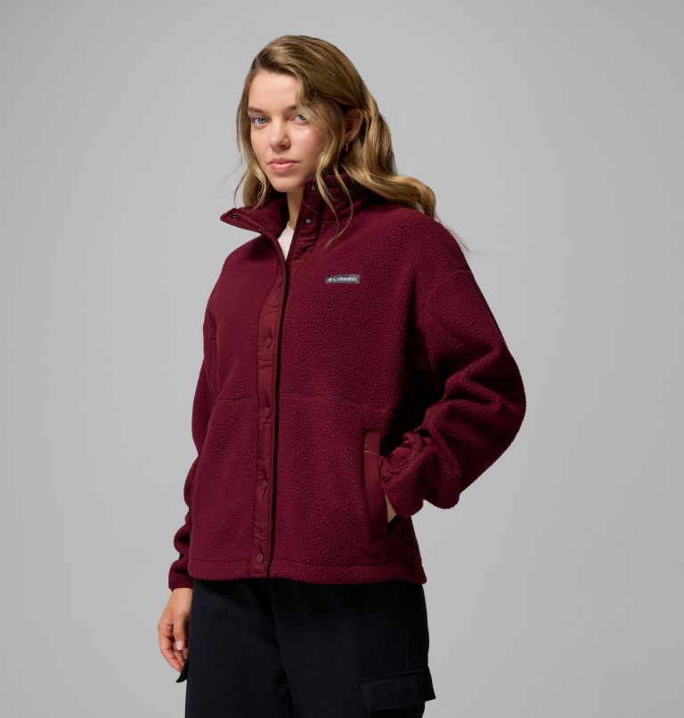 Women's Cloud Point Snap Fleece Jacket, Color: Rich Wine, image 4