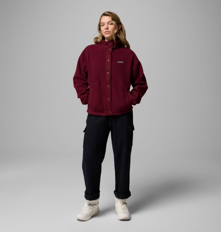 Women's Cloud Point Snap Fleece Jacket, Color: Rich Wine, image 2