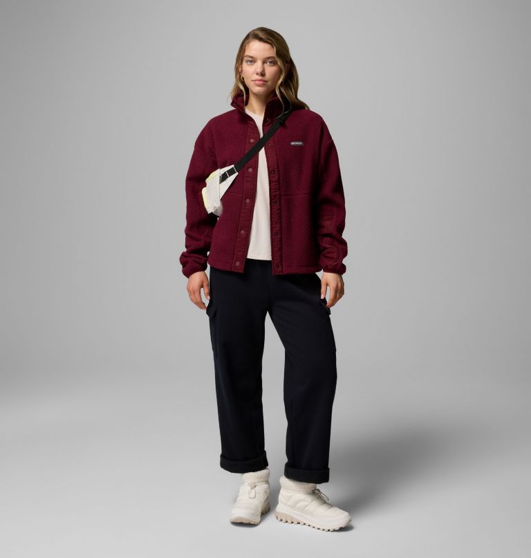 Women's Cloud Point Snap Fleece Jacket, Color: Rich Wine, image 7