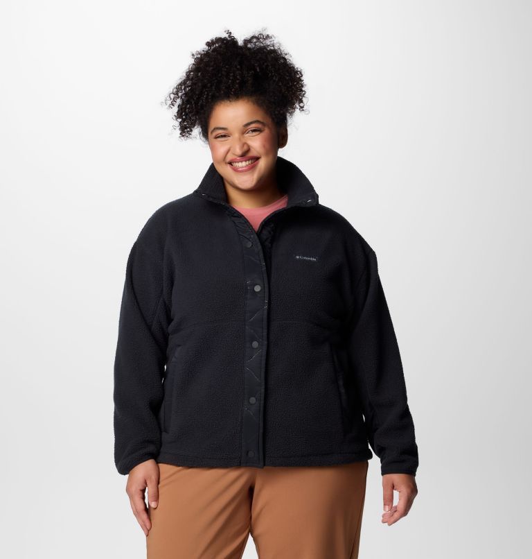 Women's Cloud Point Snap Fleece Jacket - Plus Size, Color: Black, image 7