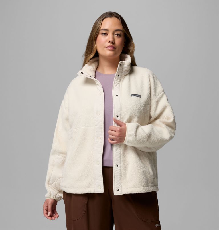 Women's Cloud Point Snap Fleece Jacket - Plus Size, Color: Chalk, image 5