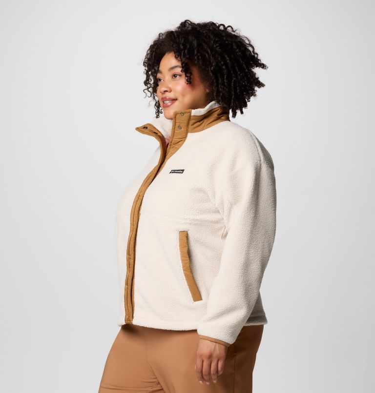 Women's Cloud Point Snap Fleece Jacket - Plus Size, Color: Camel Brown, Dark Stone, image 4