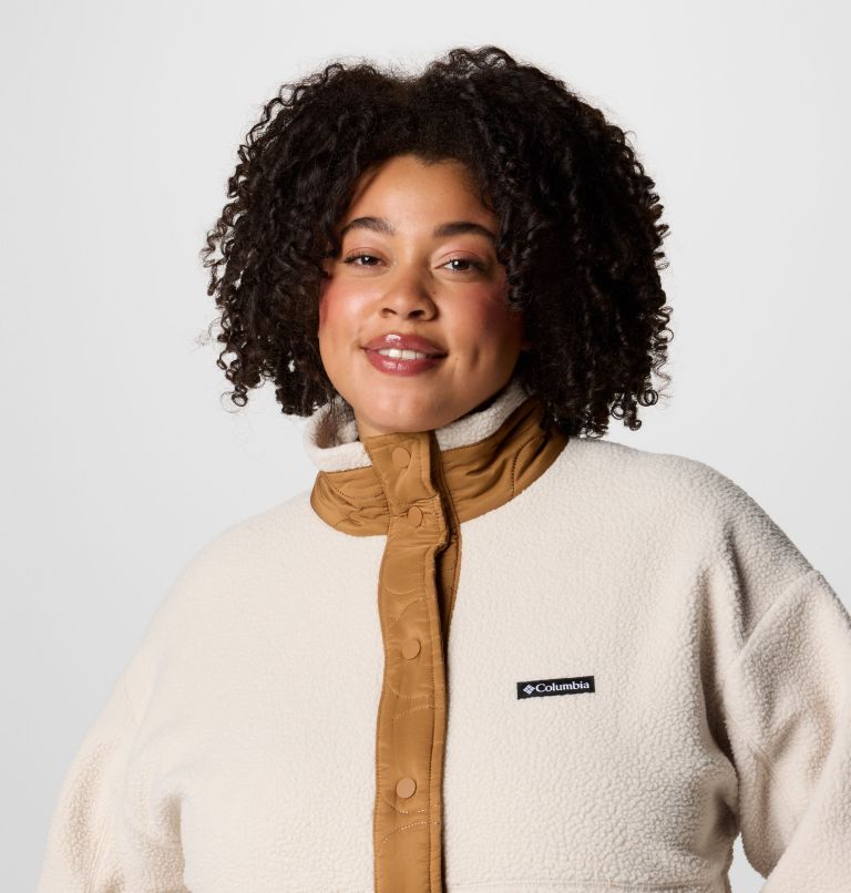 Women's Cloud Point Snap Fleece Jacket - Plus Size, Color: Camel Brown, Dark Stone, image 5