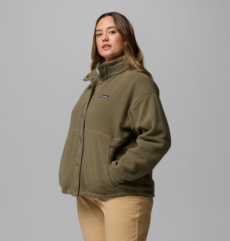 Women's Cloud Point Snap Fleece Jacket - Plus Size, Color: Stone Green, image 4