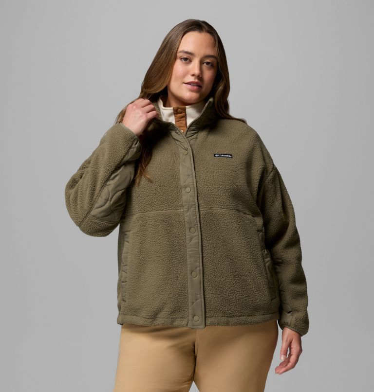 Women's Cloud Point Snap Fleece Jacket - Plus Size, Color: Stone Green, image 5