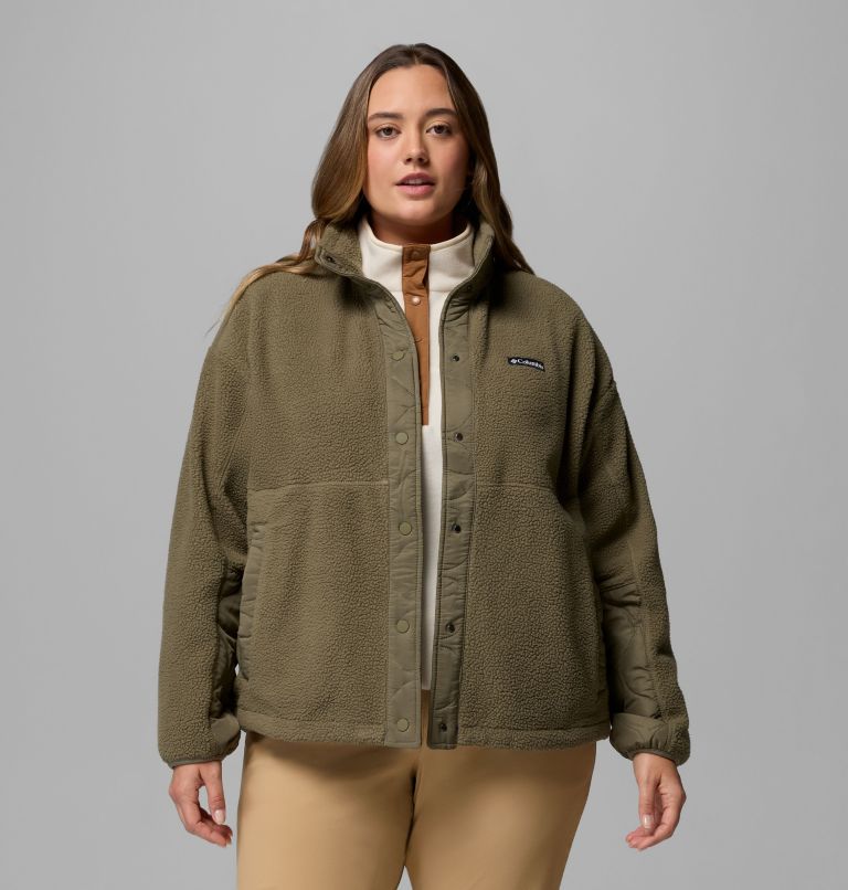 Women's Cloud Point Snap Fleece Jacket - Plus Size, Color: Stone Green, image 1