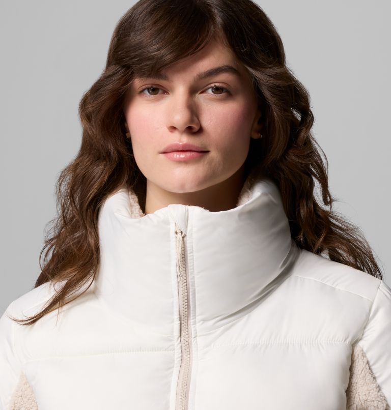Women's Leadbetter Point II Sherpa Hybrid Puffer Jacket, Color: Sea Salt, Dark Stone, image 7