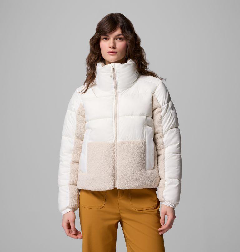 Women's Leadbetter Point II Sherpa Hybrid Puffer Jacket, Color: Sea Salt, Dark Stone, image 1