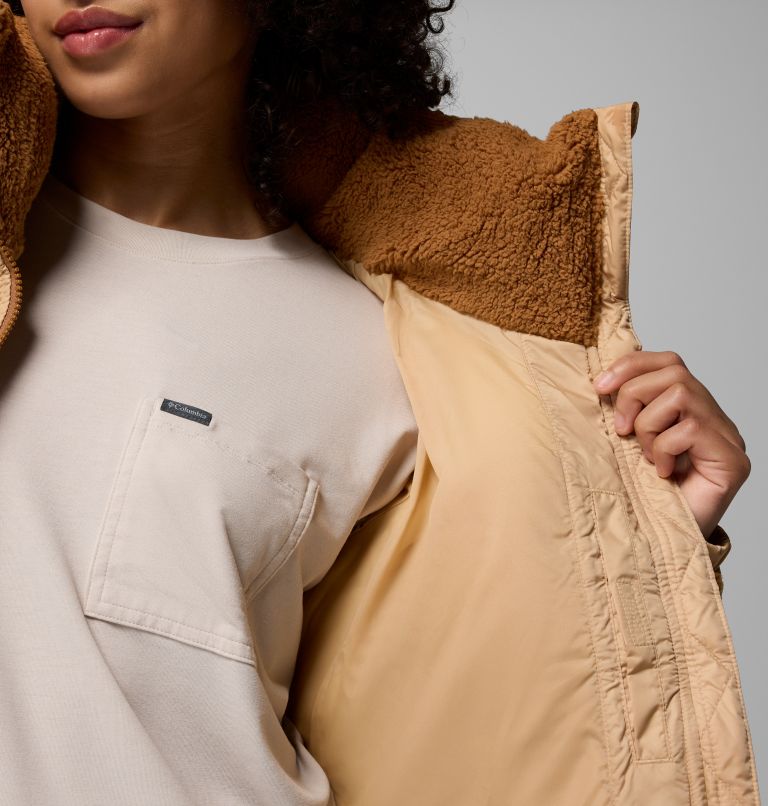 Women's Leadbetter Point II Sherpa Hybrid Puffer Jacket, Color: Canoe, Camel Brown, image 6