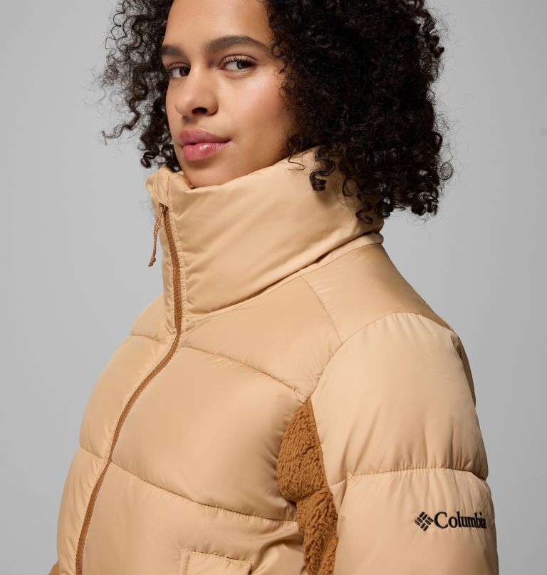 Women's Leadbetter Point II Sherpa Hybrid Puffer Jacket, Color: Canoe, Camel Brown, image 7