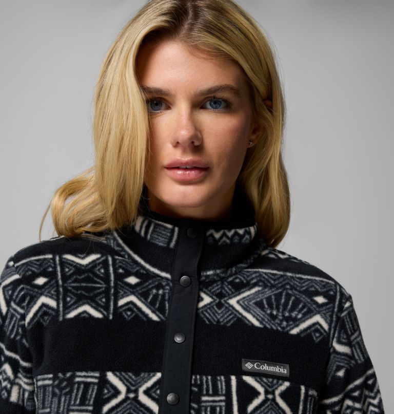 Women's Benton Springs Printed Half Snap Fleece Pullover, Color: Black Deschutes Days, image 5