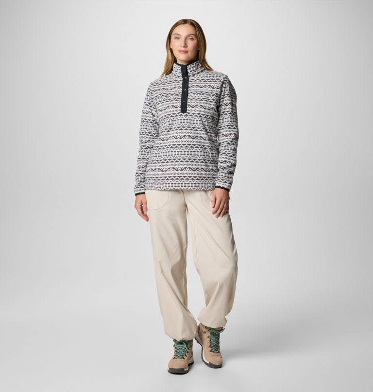 Women's Benton Springs Printed Half Snap Fleece Pullover, Color: Chalk Madras Tonal, image 3
