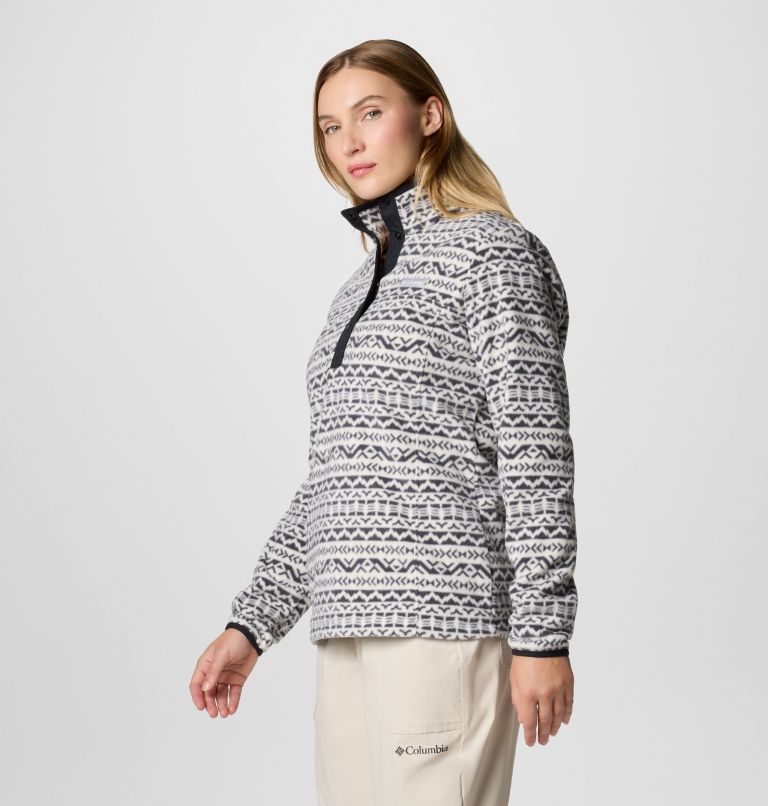 Women's Benton Springs Printed Half Snap Fleece Pullover, Color: Chalk Madras Tonal, image 4