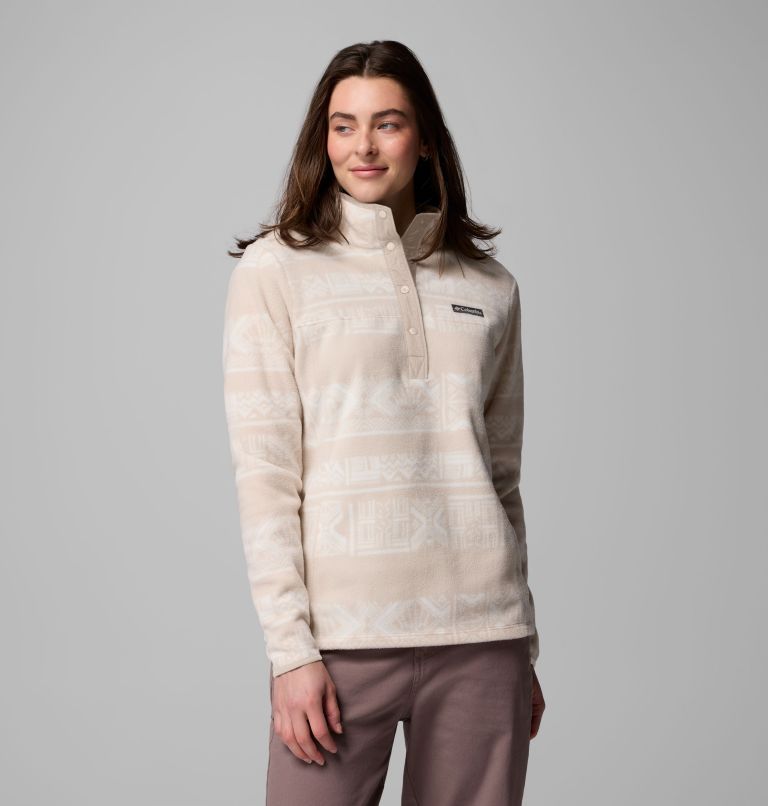 Women's Benton Springs Printed Half Snap Fleece Pullover, Color: Dark Stone Deschutes Days, image 4