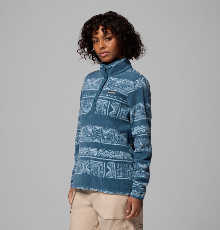 Women's Benton Springs Printed Half Snap Fleece Pullover, Color: Everblue Deschutes Days, image 4