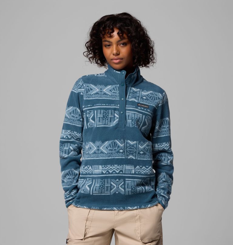 Women's Benton Springs Printed Half Snap Fleece Pullover, Color: Everblue Deschutes Days, image 1