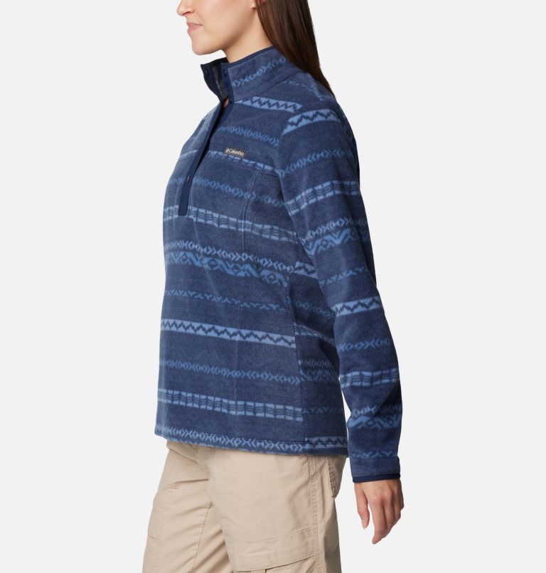 Women's Benton Springs Printed Half Snap Fleece Pullover, Color: Collegiate Navy Madras, image 3