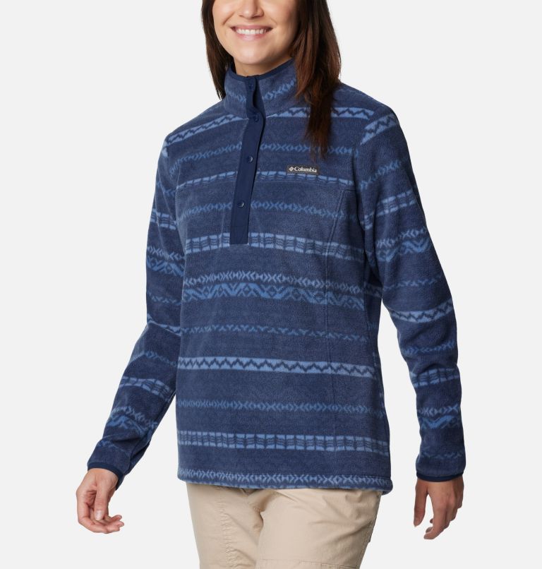 Women's Benton Springs Printed Half Snap Fleece Pullover, Color: Collegiate Navy Madras, image 5