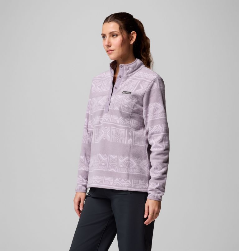 Women's Benton Springs Printed Half Snap Fleece Pullover, Color: Shale Purple Deschutes Days, image 4