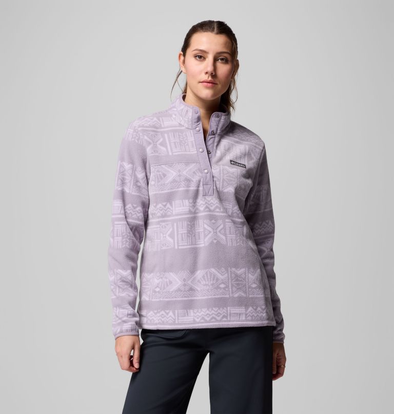 Women's Benton Springs Printed Half Snap Fleece Pullover, Color: Shale Purple Deschutes Days, image 1