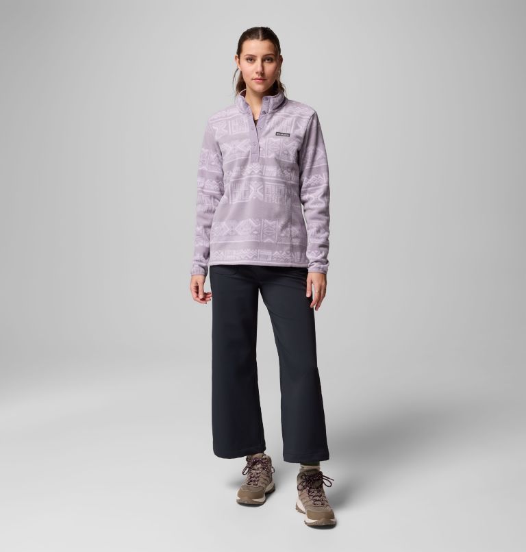 Women's Benton Springs Printed Half Snap Fleece Pullover, Color: Shale Purple Deschutes Days, image 2
