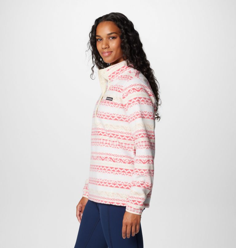 Women's Benton Springs Printed Half Snap Fleece Pullover, Color: Daredevil Madras, image 4