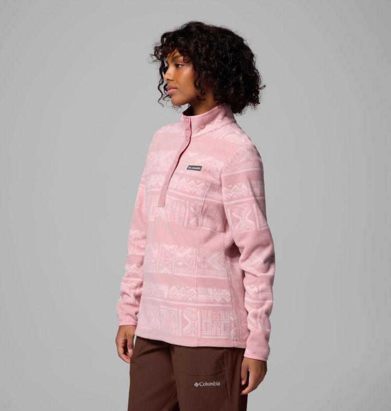 Women's Benton Springs Printed Half Snap Fleece Pullover, Color: Eraser Pink Deschutes Days, image 4