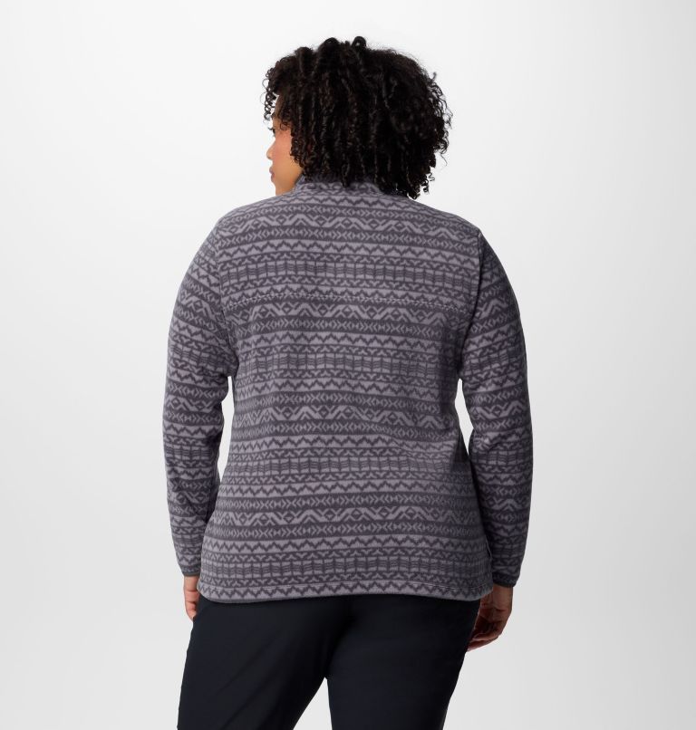 Women's Benton Springs Printed Half Snap Fleece Pullover - Plus Size, Color: Shark Madras Tonal, image 2