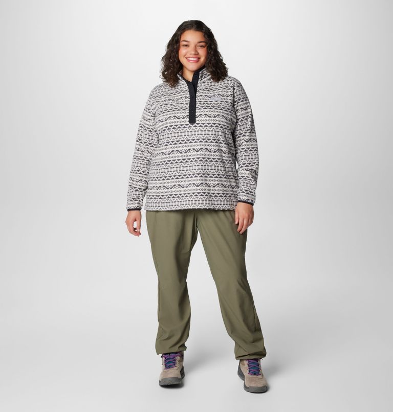 Women's Benton Springs Printed Half Snap Fleece Pullover - Plus Size, Color: Chalk Madras Tonal, image 3